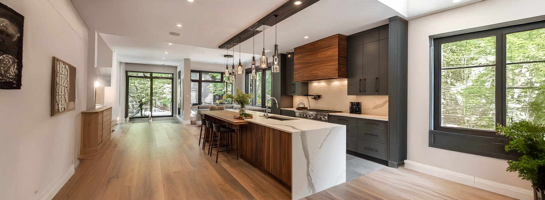 Modern Kitchen with Marble Island