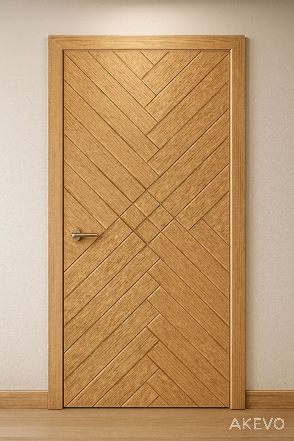 Geometric Inlay Wooden Door